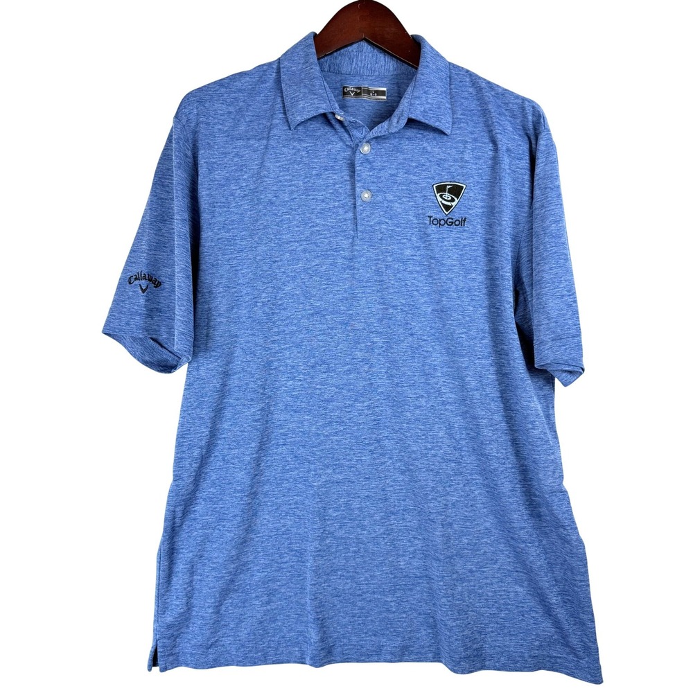Callaway Polo Shirt Mens Large Blue Heather TopGolf Performance Golfcore Sporty